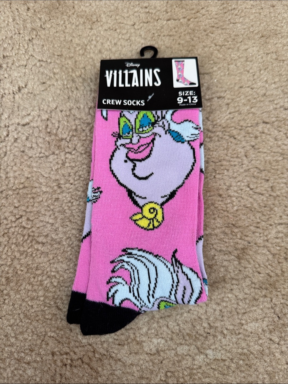Disney Villains Pink Crew‎ Socks with Black Accents